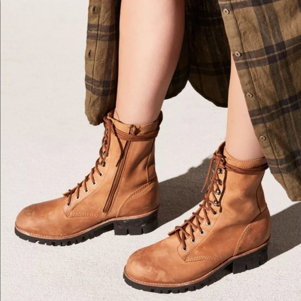 Jeffrey Campbell Boot Leather Combat Moto Lace Up - Picture 3 of 8